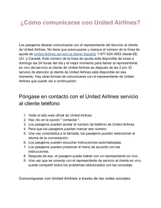 ¿Cómo comunicarme a United Airlines?