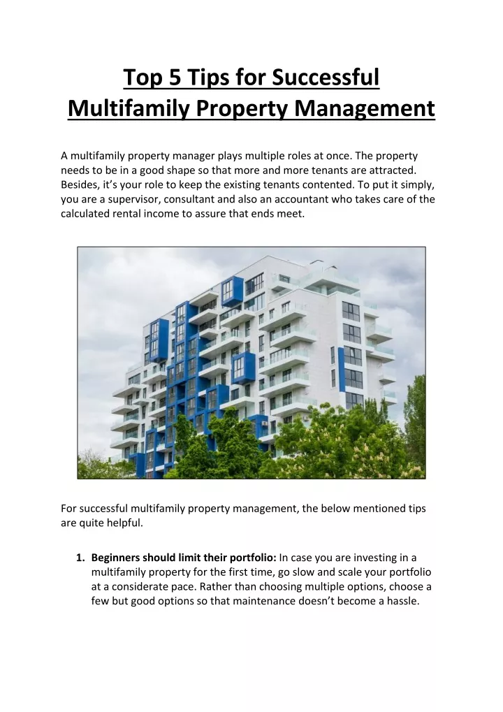 top 5 tips for successful multifamily property