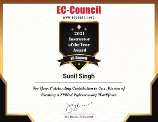 Mr. Sunil Singh - INSTRUCTOR OF THE YEAR