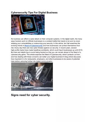 cybersecurity tips for digital business