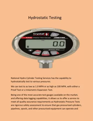 Hydrostatic Testing