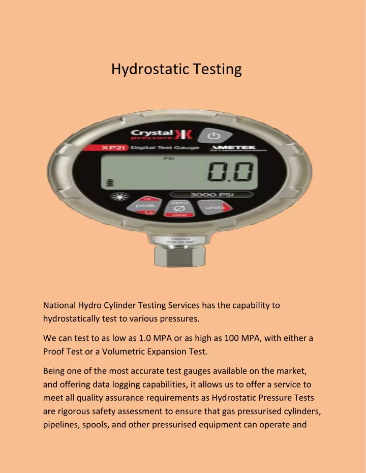 hydrostatic testing