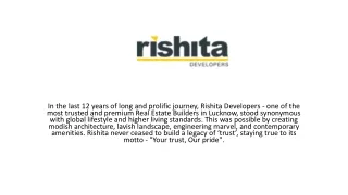 Rishita Developers - Buy 2,3 & 4 BHK Flats in Lucknow