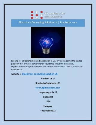 Blockchain Consulting Solution Us | Kryptechs.com