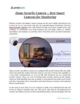 Home Security Camera – Best Smart Cameras for Monitoring