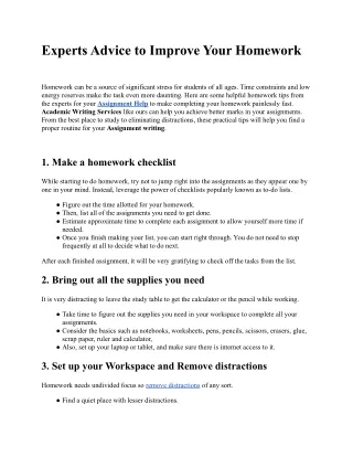 experts advice to improve your homework