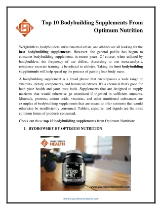 Top 10 bodybuilding supplements from Optimum Nutrition