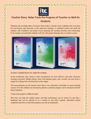 Teacher Diary Helps Track the Progress of Teacher as Well As Students