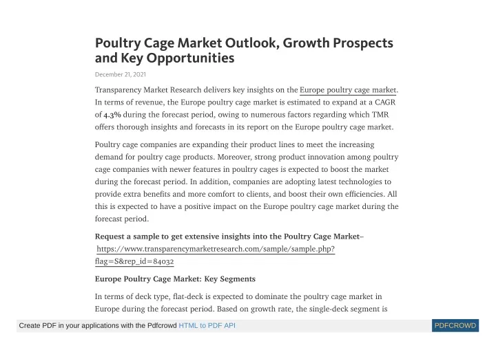 poultry cage market outlook growth prospects