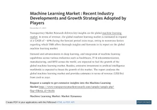 machine learning market recent industry