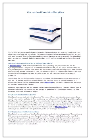 why you should have microfiber pillow