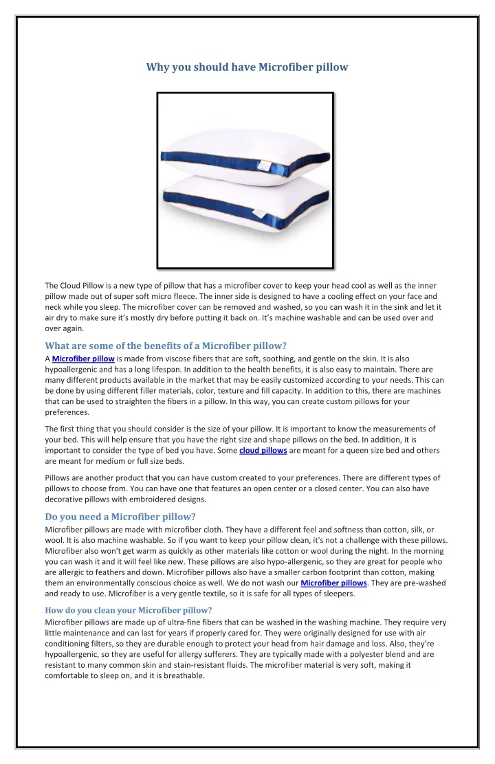 why you should have microfiber pillow