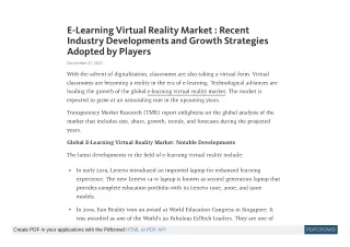 e learning virtual reality market recent industry