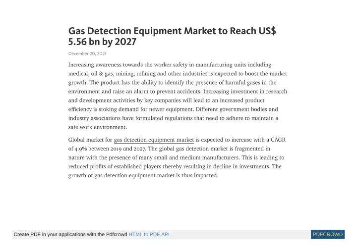 gas detection equipment market to reach