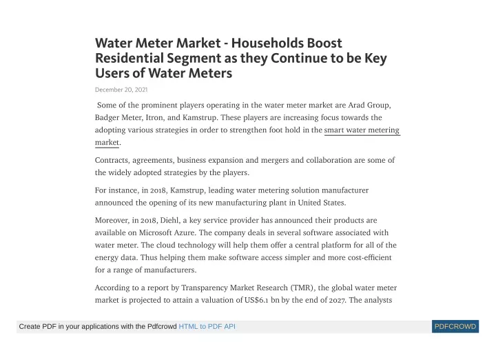 water meter market households boost residential