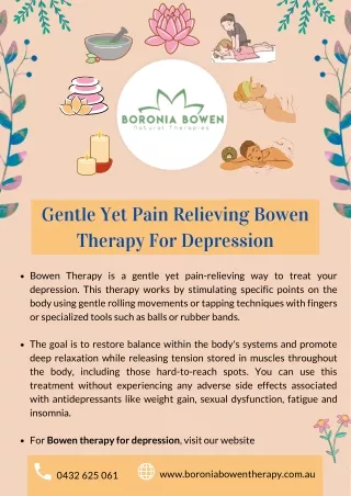 Gentle Yet Pain Relieving Bowen Therapy For Depression