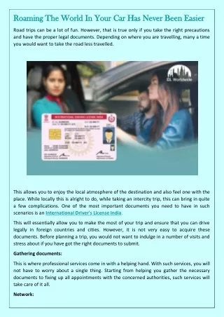 roaming the world in your car has never been