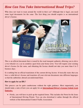 how can you take international road trips