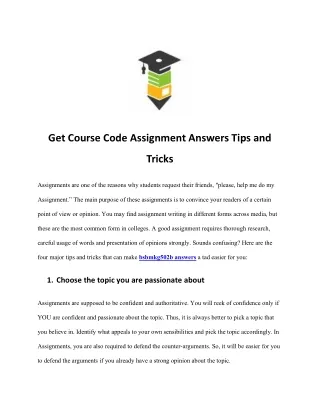 get course code assignment answers tips and