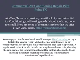 Commercial Air Conditioning Repair Pilot Point TX