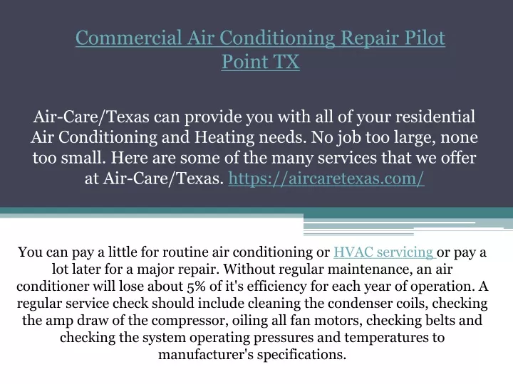 commercial air conditioning repair pilot point tx