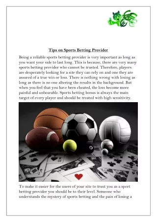 Tips on Sports Betting Provider