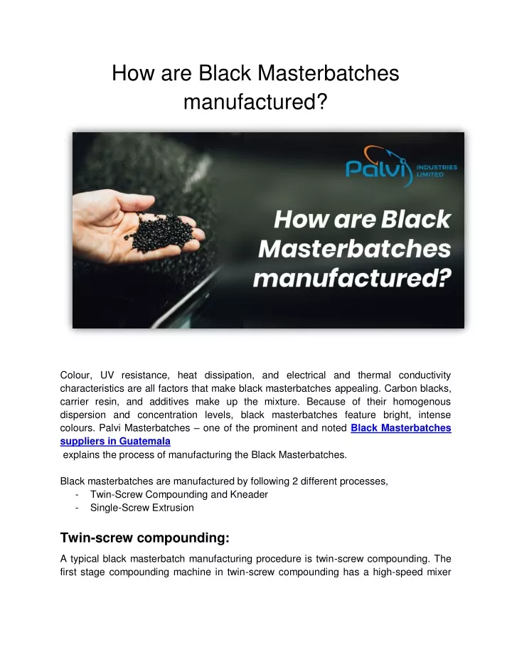 how are black masterbatches manufactured