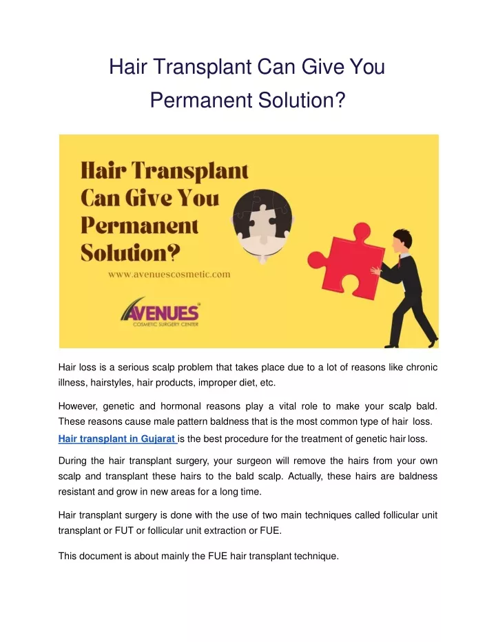 hair transplant can give you permanent solution