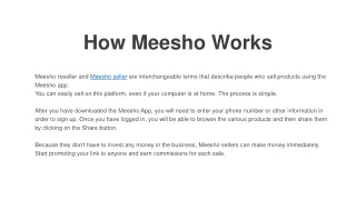 How Meesho Works