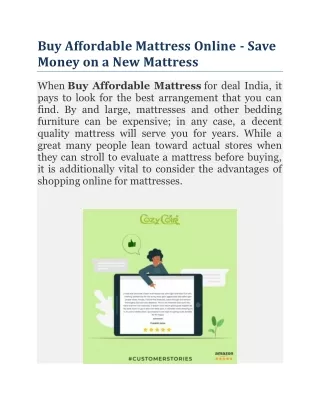 Buy Affordable Mattress Online - Save Money on a New Mattress