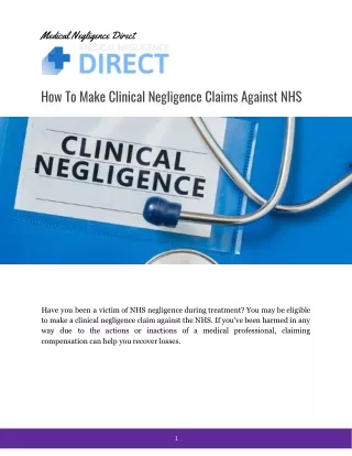 How To Make Clinical Negligence Claims Against NHS