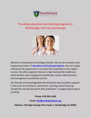 Providing education and training programs in Stockbridge
