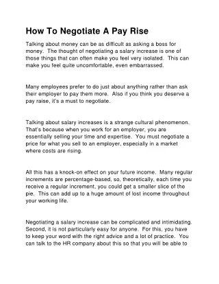 how to negotiate a pay rise