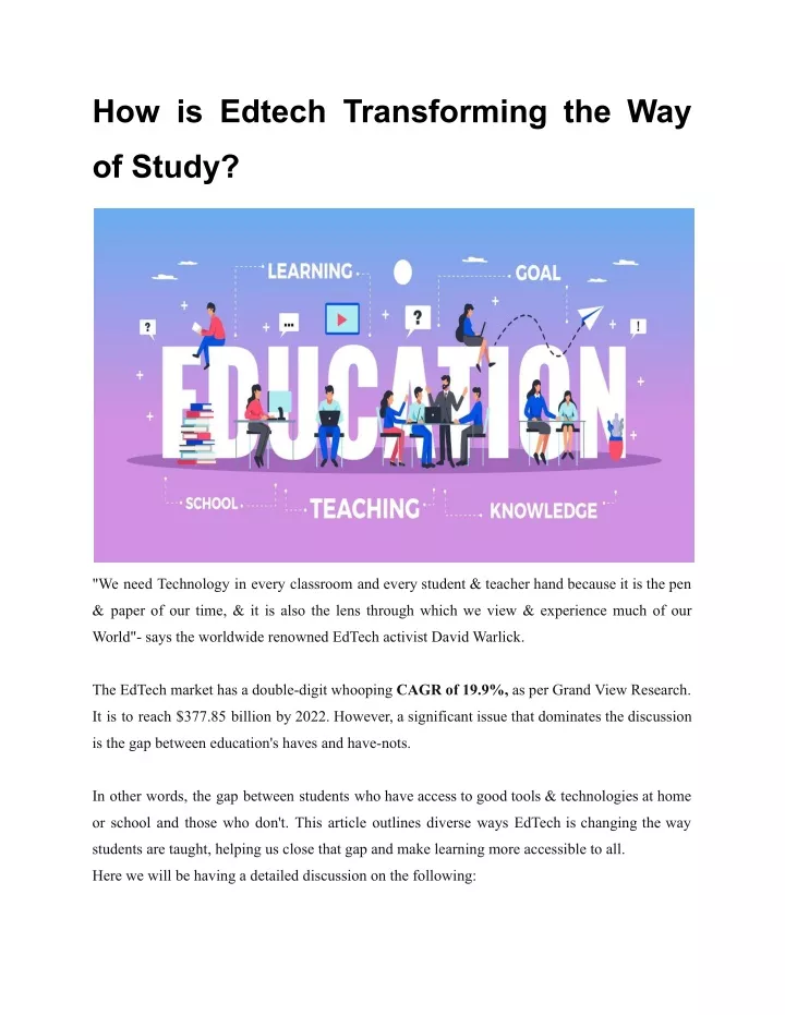 how is edtech transforming the way