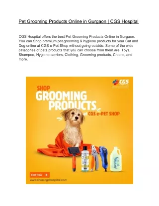 Pet Grooming Products Online in Gurgaon | CGS Hospital