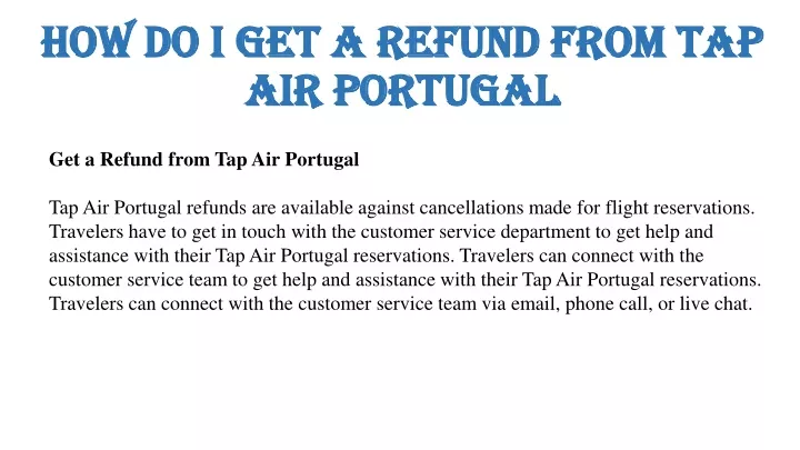 how do i get a refund from tap air portugal