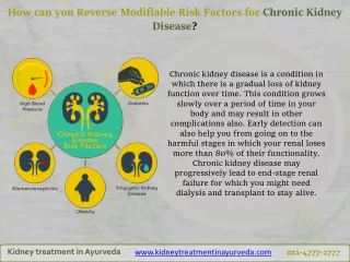 How can you Reverse Modifiable Risk Factors for Chronic Kidney Disease