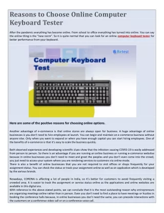 reasons to choose online computer keyboard tester