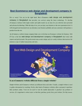 Best Ecommerce web design and development company in Bangladesh