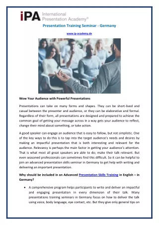 presentation training seminar germany