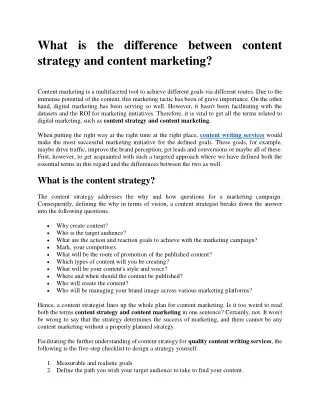 What is difference between content strategy and content marketing