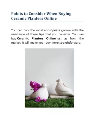 Points to Consider When Buying Ceramic Planters Online