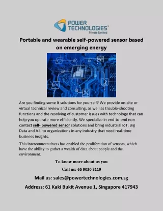 Portable and wearable self-powered sensor based on emerging energy