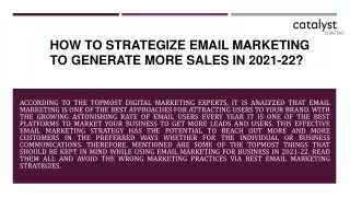 How to Strategize Email Marketing to generate more sales in 2021-22?