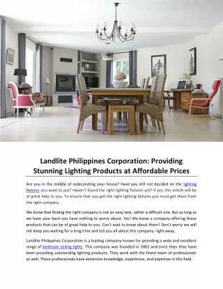 Landlite Philippines Corporation: Providing Stunning Lighting Products