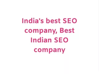 India's best SEO company, Best Indian SEO company