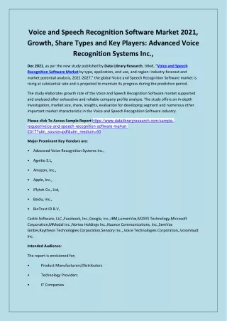 voice and speech recognition software market 2021