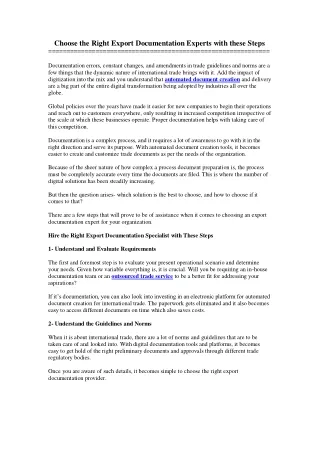 choose the right export documentation experts