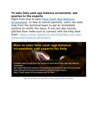 To take fake cash app balance screenshot, ask queries to the experts