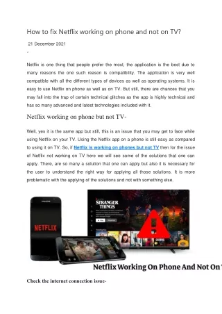 How to fix Netflix working on phone and not on TV